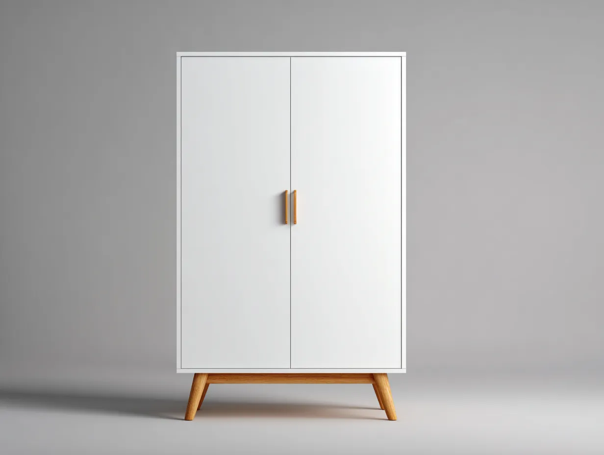 Armoire 2 portes en bois et panneaux finis 100 x 55 x 180 cm - blanc - rangement moderne pour chambre-Luxeupyard
