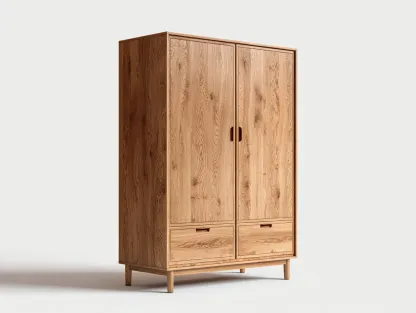 Armoire 2 portes en bois massif 110 x 60 x 185 cm - chêne naturel - rangement fonctionnel pour chambre-Luxeupyard