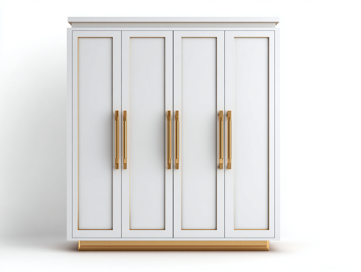 Armoire 4 portes en panneaux finis 200 x 60 x 200 cm - blanc - rangement élégant pour chambre-Luxeupyard