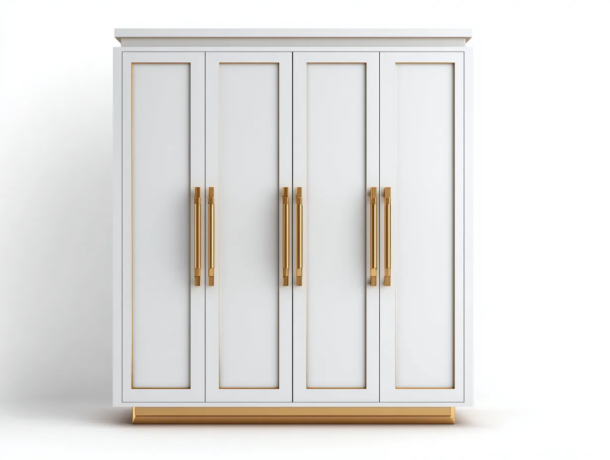 Armoire 4 portes en panneaux finis 200 x 60 x 200 cm - blanc - rangement élégant pour chambre-Luxeupyard