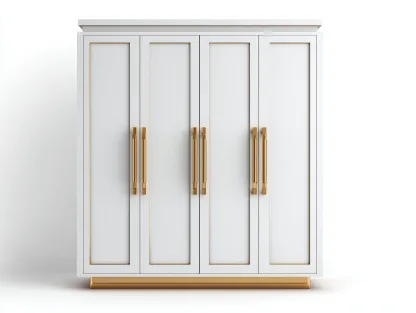 Armoire 4 portes en panneaux finis 200 x 60 x 200 cm - blanc - rangement élégant pour chambre-Luxeupyard