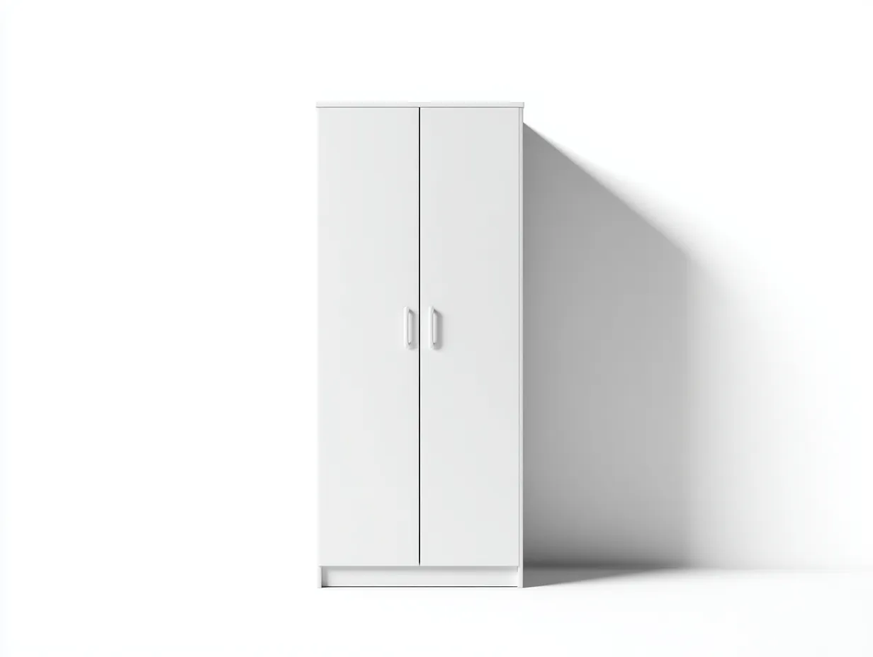 Armoire 2 portes en panneaux finis 90 x 50 x 180 cm - blanc - rangement fonctionnel pour chambre-Luxeupyard
