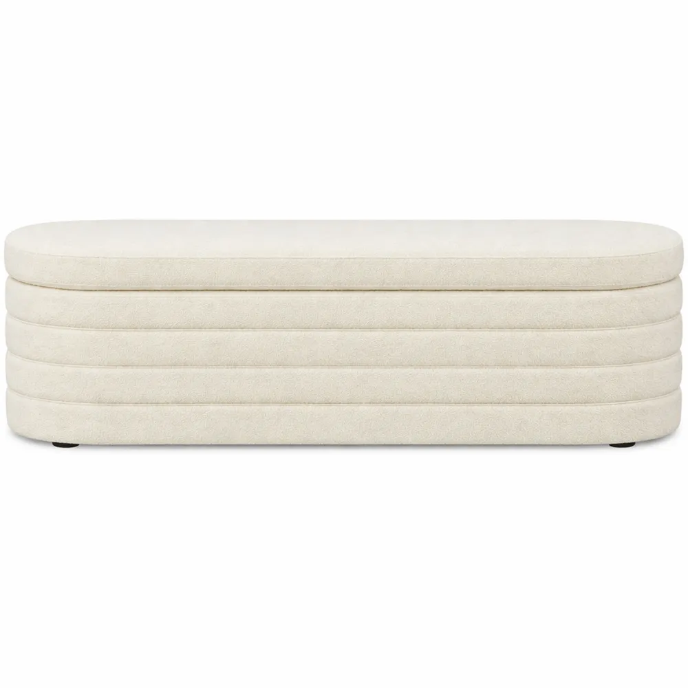 Banquette de Rangement en Tissu Polaire Crème