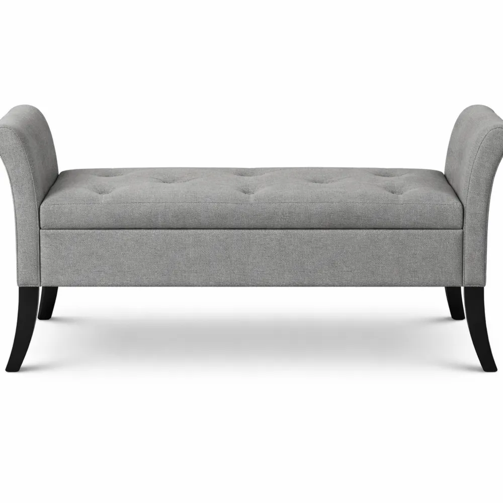Banc de Rangement avec Accoudoirs et Assise Rembourrée Gris Clair