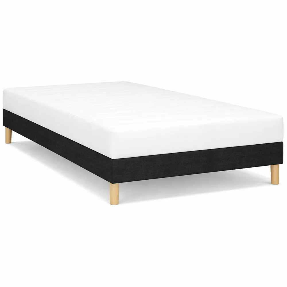 Lit Simple Adulte Rembourré en Tissu Noir 90x190 cm