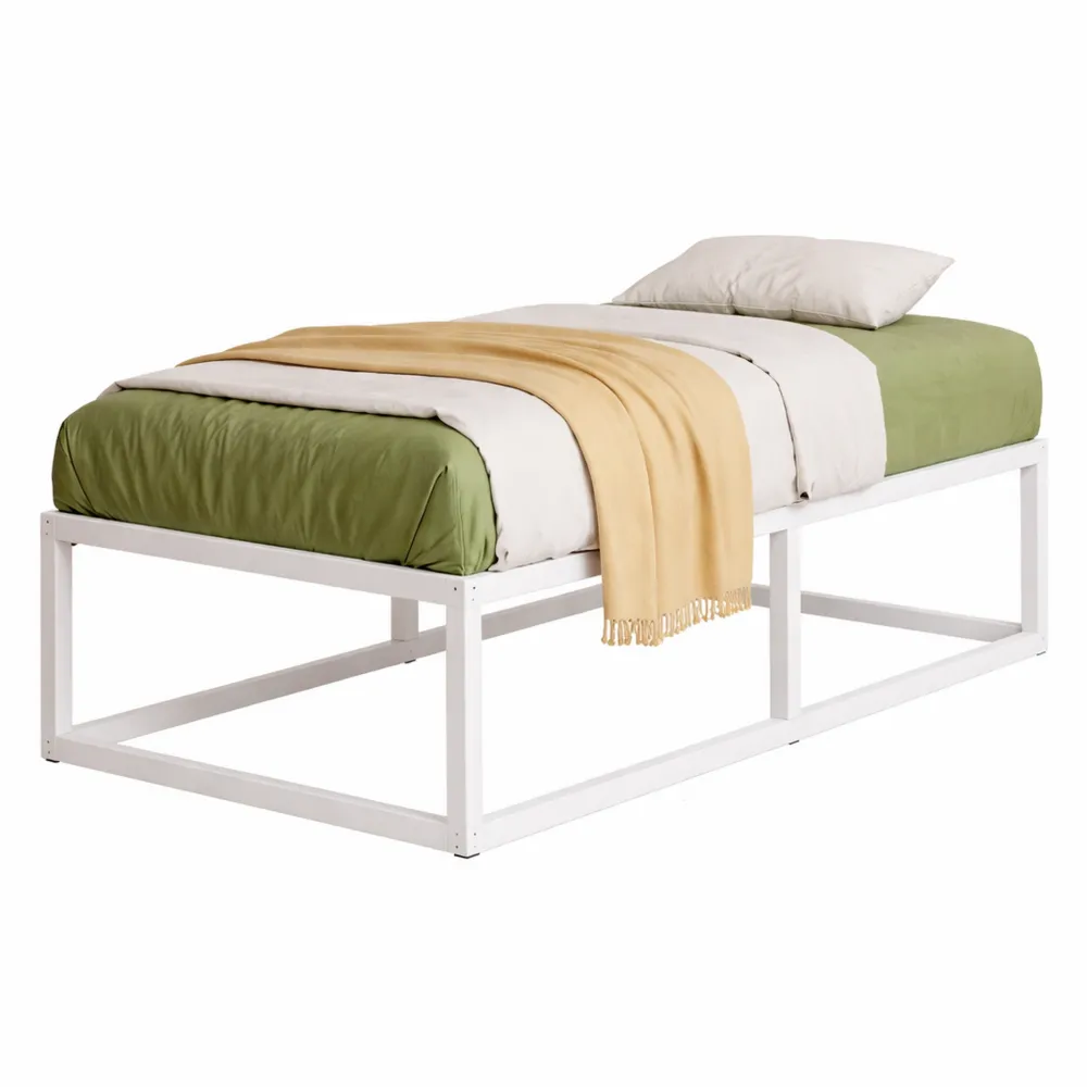 Lit Simple 90x190 cm avec Sommier Métal et Grand Rangement