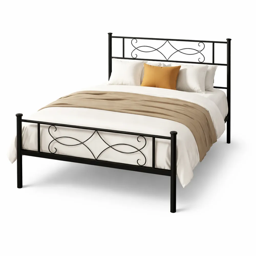 Lit Simple 90x190 cm en Métal avec Espace de Rangement