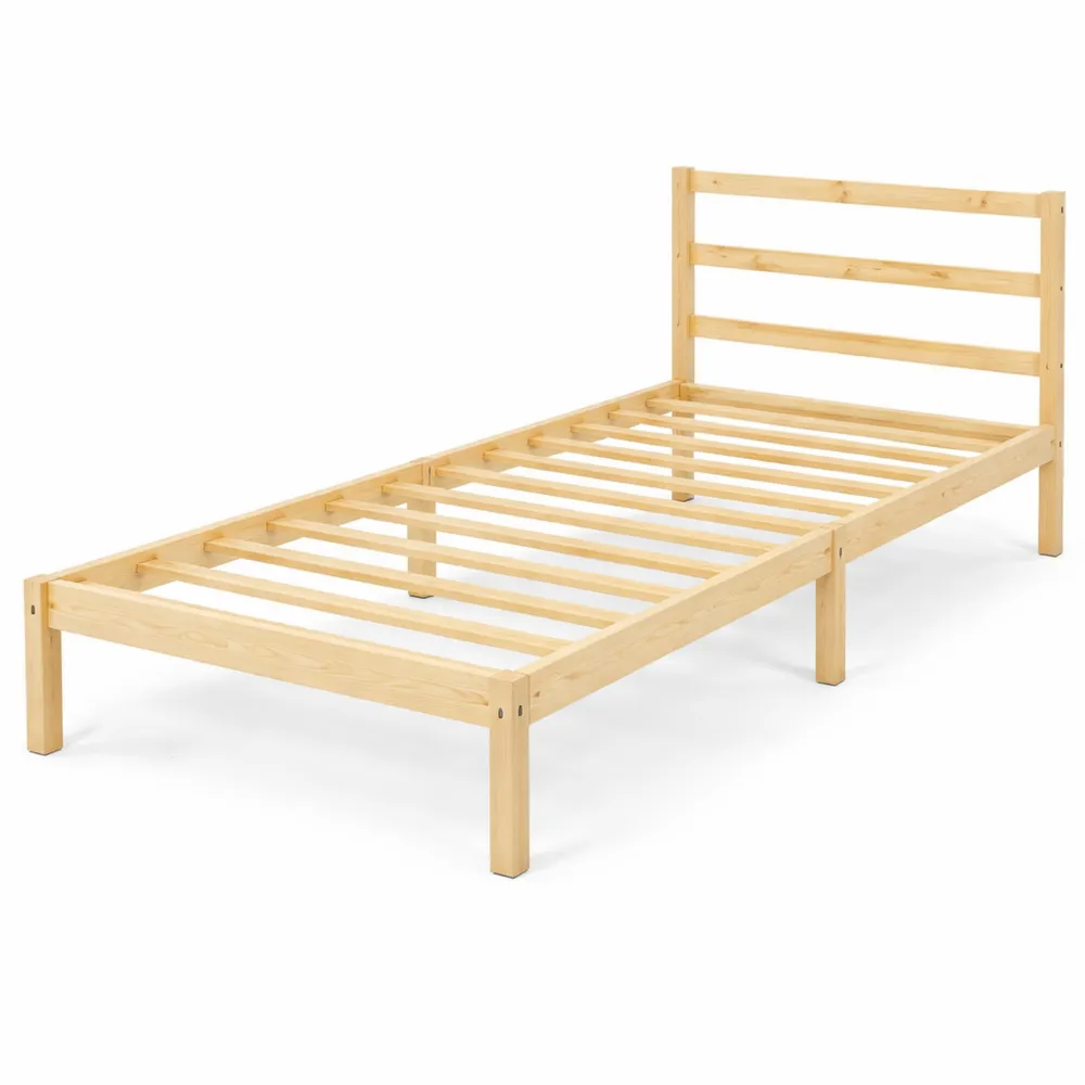 Lit Simple en Pin Massif avec Lattes Incluses, 90x200 cm