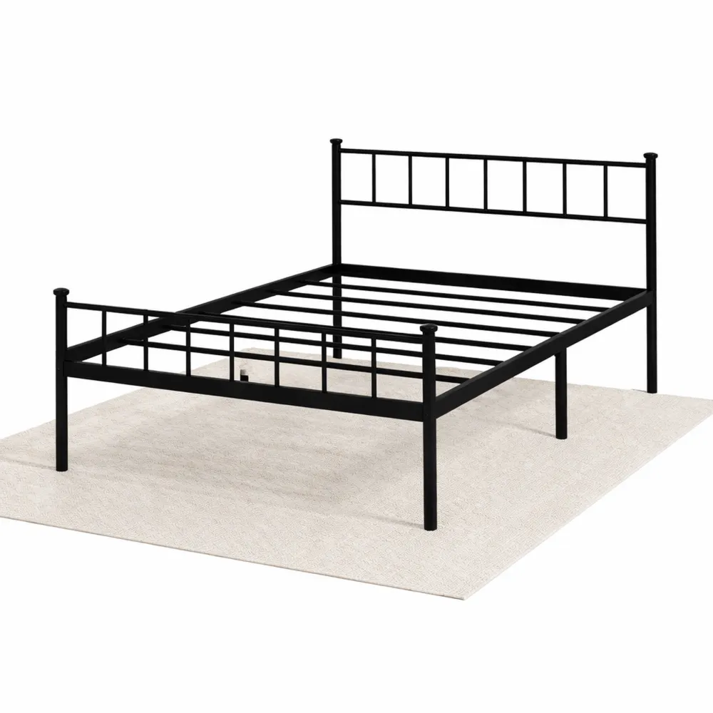Lit Simple en Métal avec Lattes 90x200 cm Noir