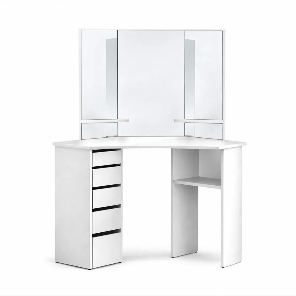 Coiffeuse Moderne Blanc avec Miroirs et Rangement