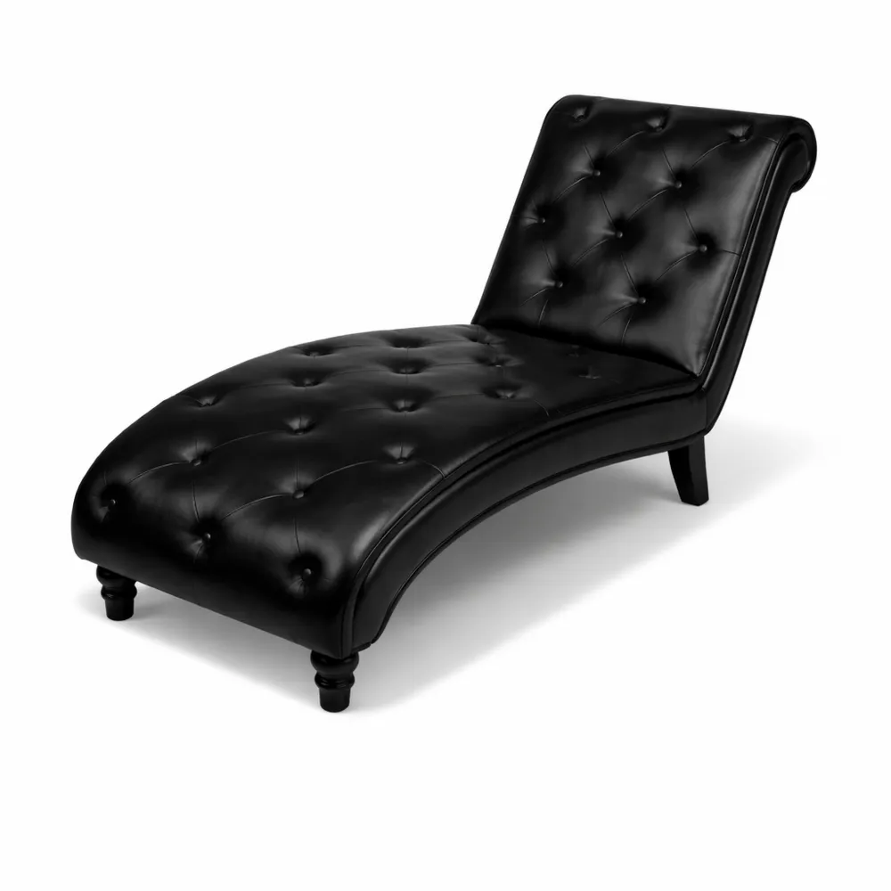 Chaise Longue Réglable en Similicuir Marron pour Salon ou Balcon