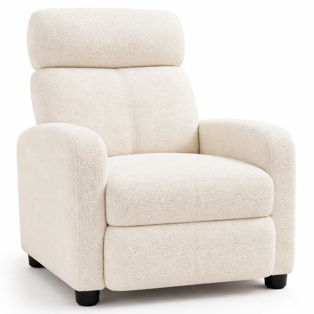 Fauteuil Inclinable en Tissu Bouclette Ivoire pour Salon