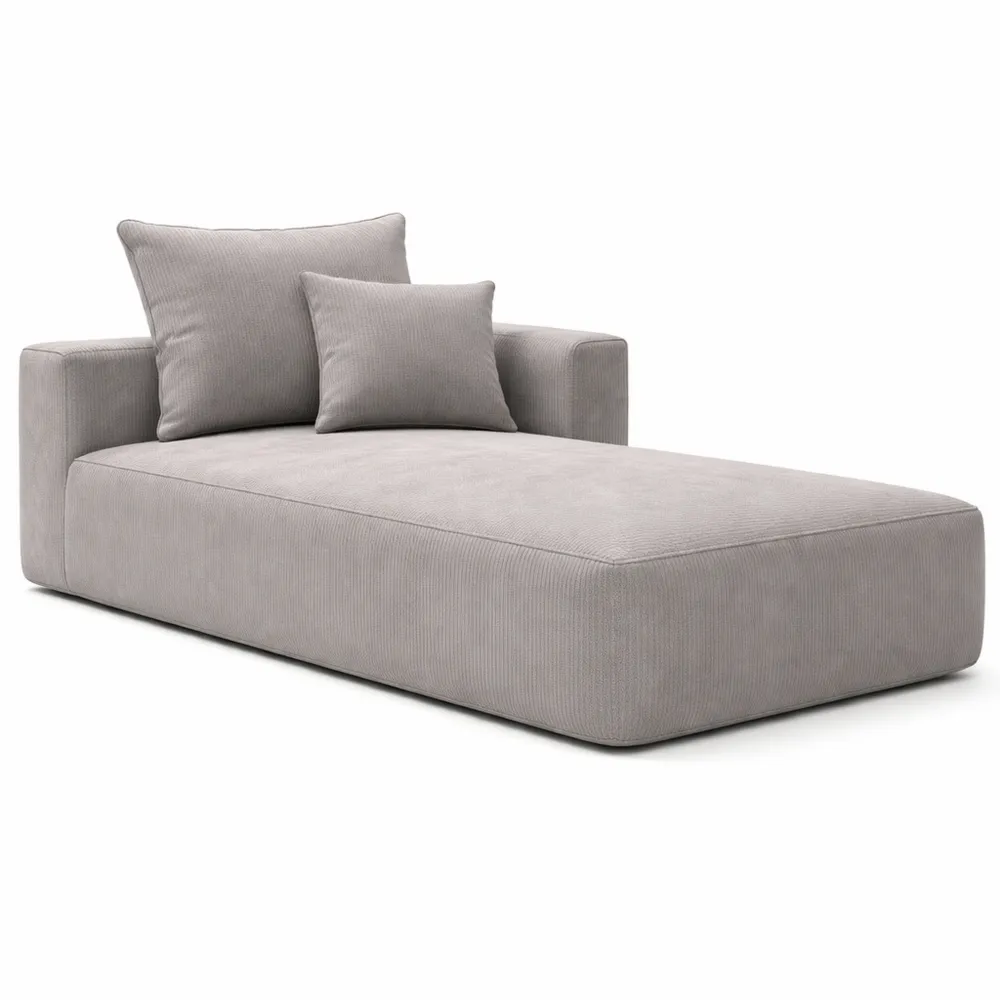 Canapé d'Angle en Velours Côtelé Beige