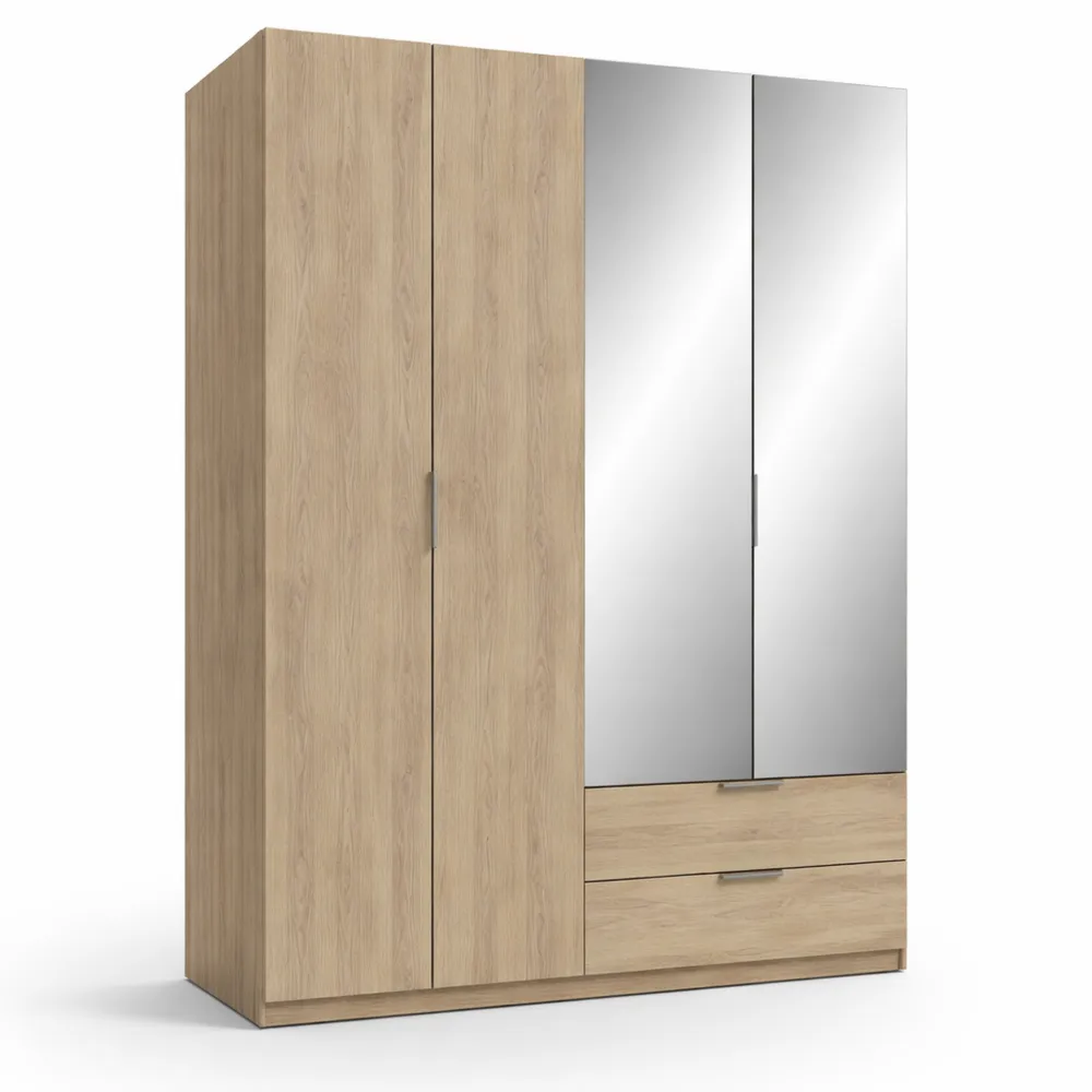Armoire spacieuse avec miroirs, tiroirs et niches en chêne