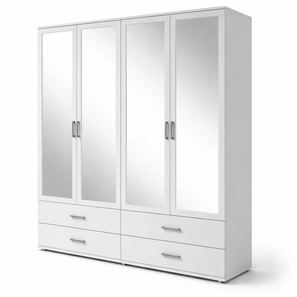Armoire Polyvalente Blanc à 4 Portes et Tiroirs