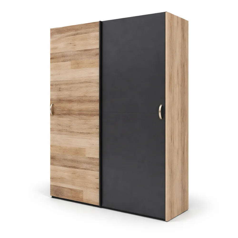 Armoire à portes coulissantes style ancien clair anthracite