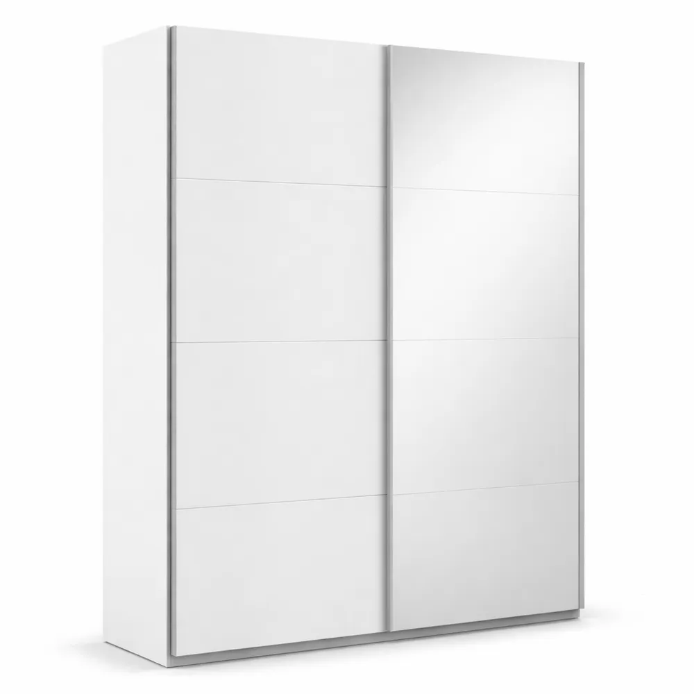 Armoire avec Portes Coulissantes et Miroir, Étagères et Tringles