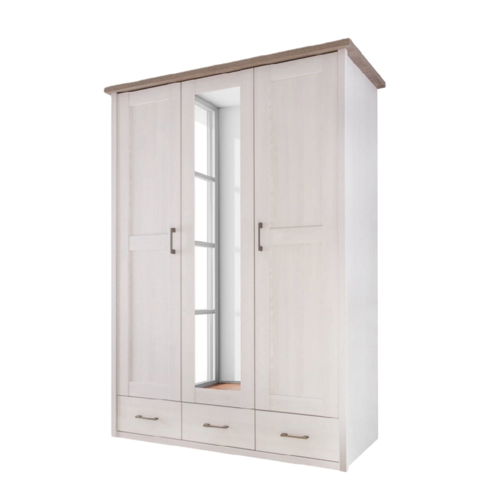 Armoire de rangement avec miroir pour chambre en panneau de particules - 200 x 100 x 50-nestaroa.com
