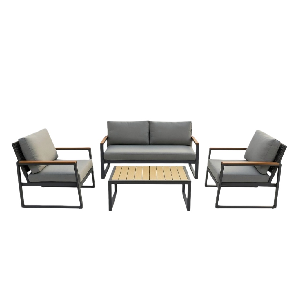 Ensemble de salon d'extérieur en métal et tissu pour jardin - 150 x 75 x 70-nestaroa.com