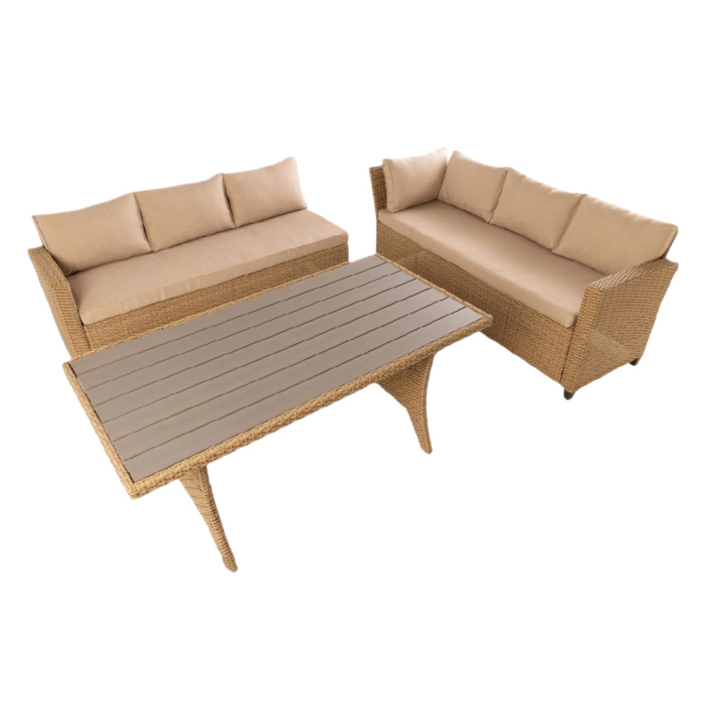 Ensemble de salon en résine tressée avec coussins - 120 x 70 x 70-nestaroa.com