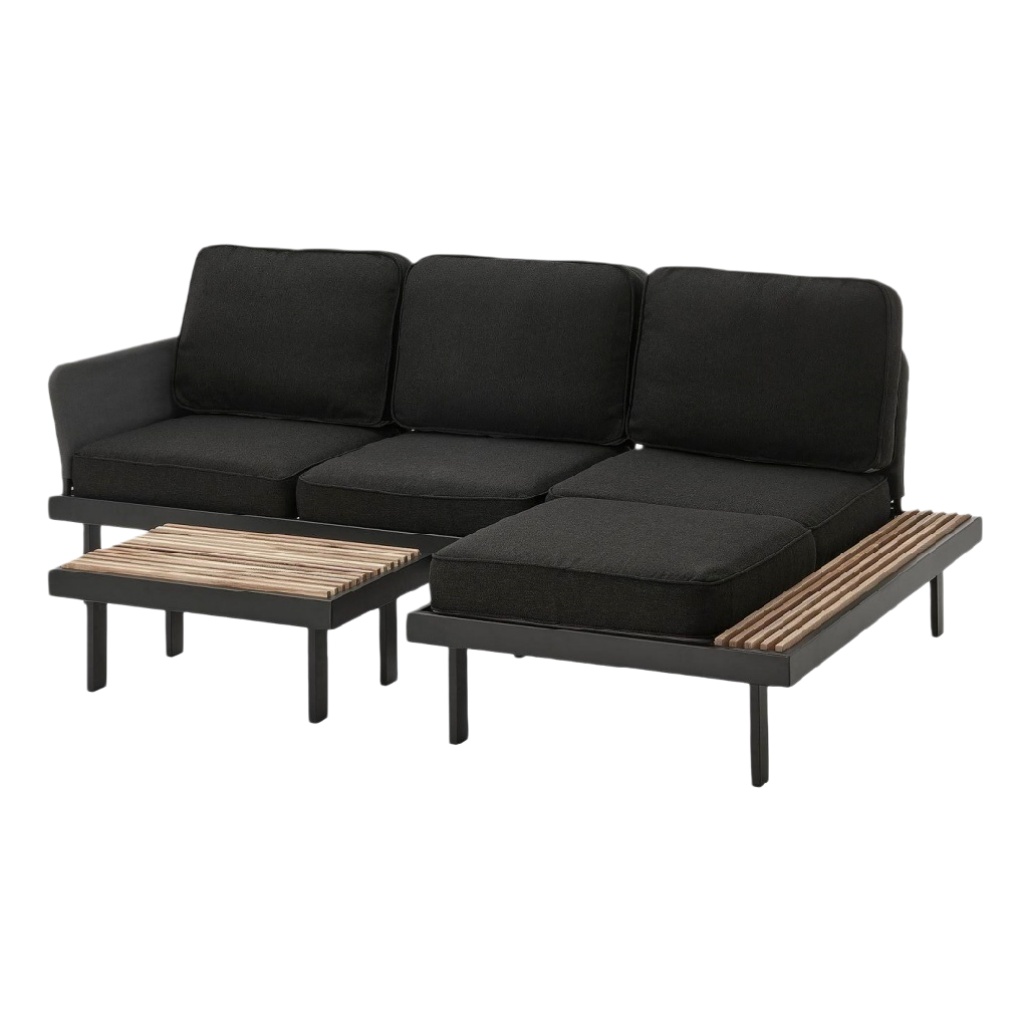 Canapé modulable avec table basse pour extérieur en métal et tissu - 约 200 x 90 x 80-nestaroa.com