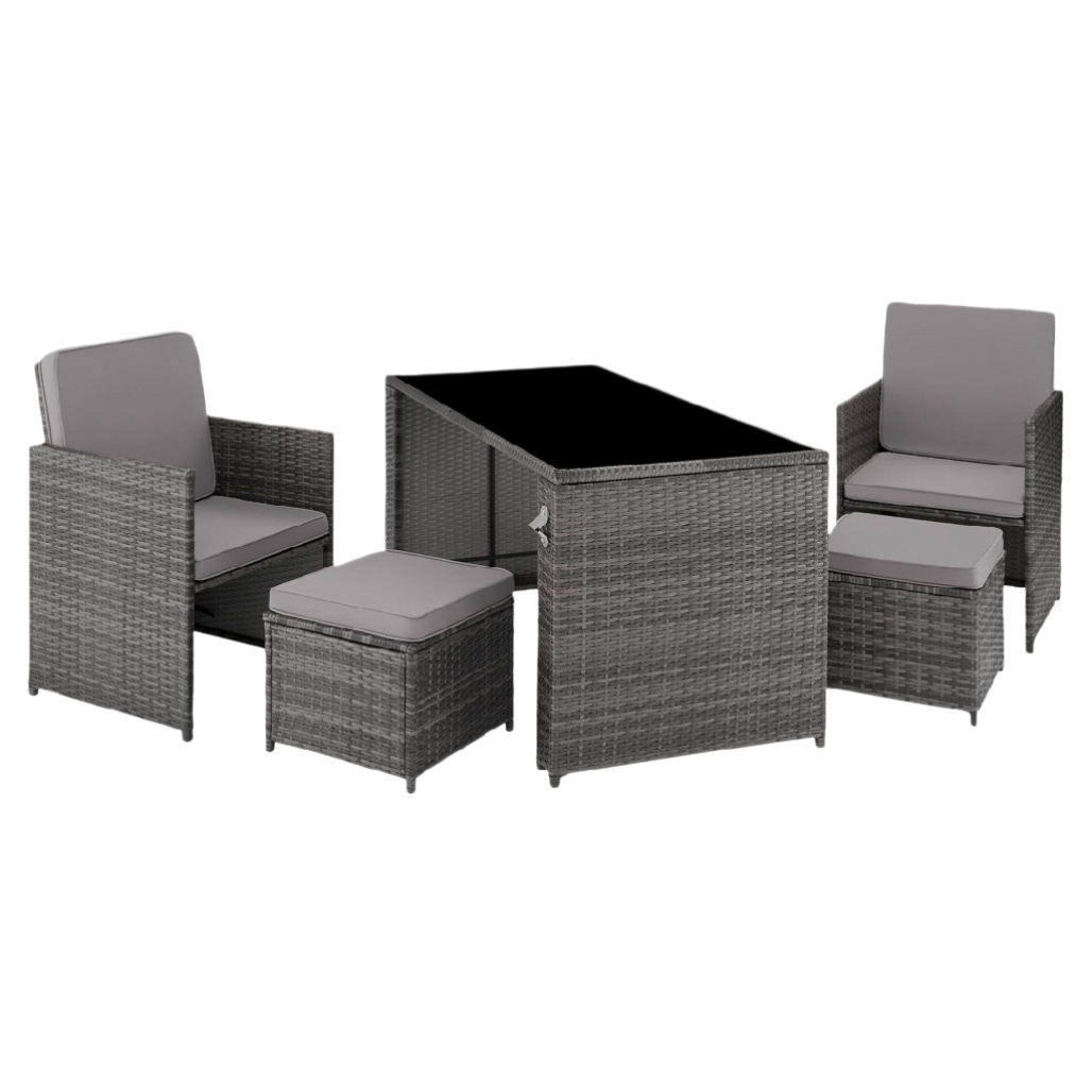 Salon de jardin en résine tressée avec coussins - 150 x 150 x 70-nestaroa.com