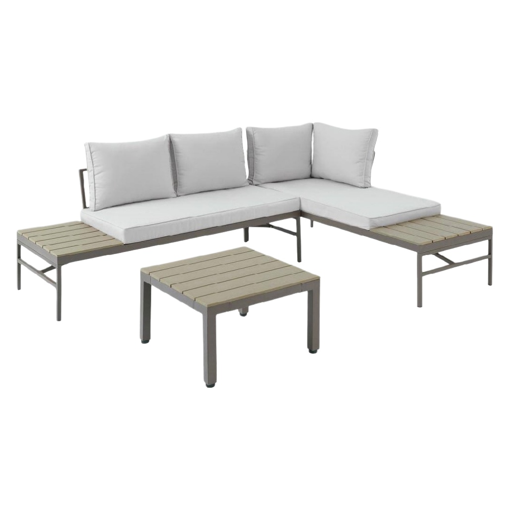 Canapé d'extérieur modulable avec coussins en tissu - 200 x 100 x 75-homaranest.com