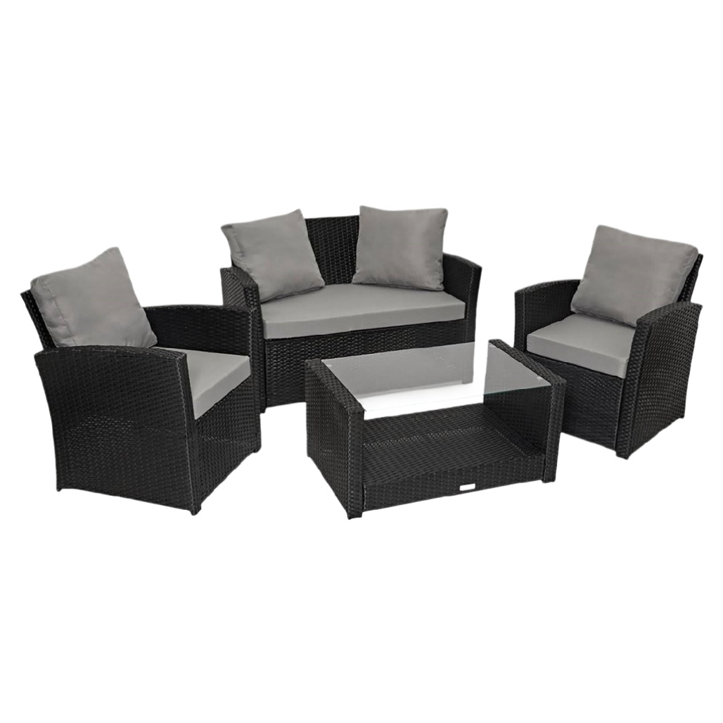 Ensemble de jardin en résine tressée pour extérieur avec coussins - 200 x 90 x 80-cozellehome.com