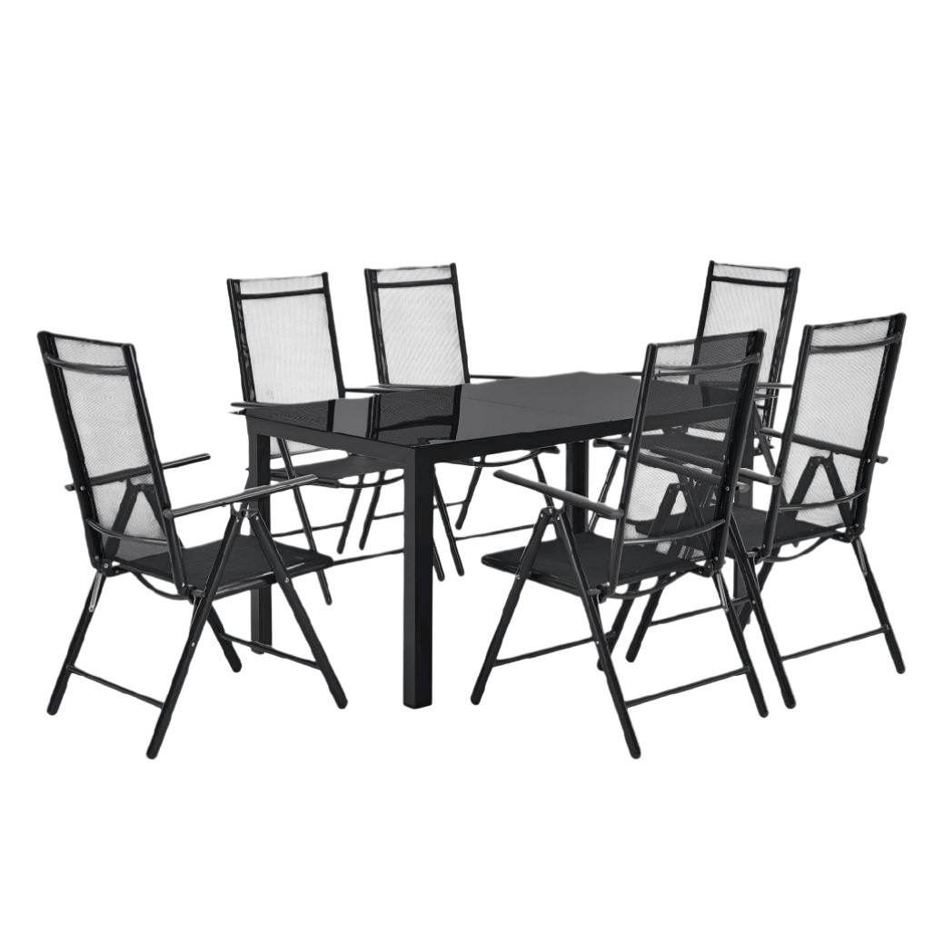 Table de jardin avec chaises en métal et tissu - 150 x 90 x 75-cozellehome.com