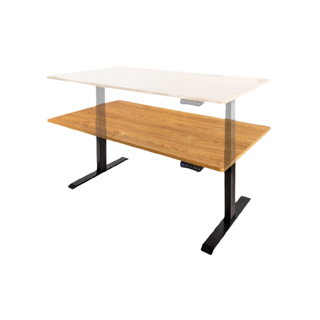 Table de bureau réglable en hauteur pour espace de travail en bois et métal - 120 x 60 x 75-cozellehome.com