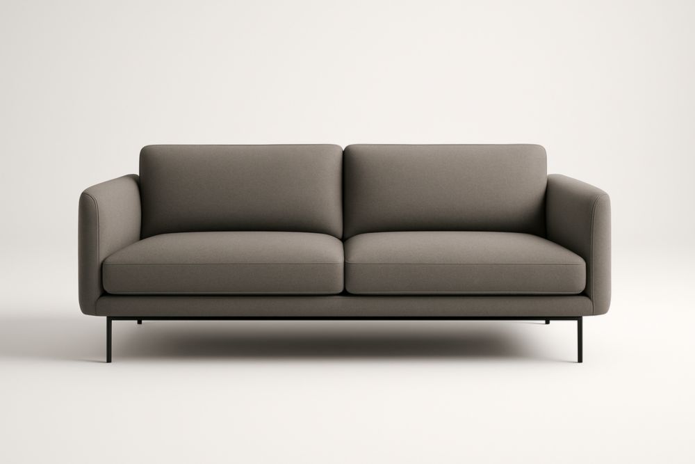 Canapé 2 places en tissu polyester avec structure en acier — Gris