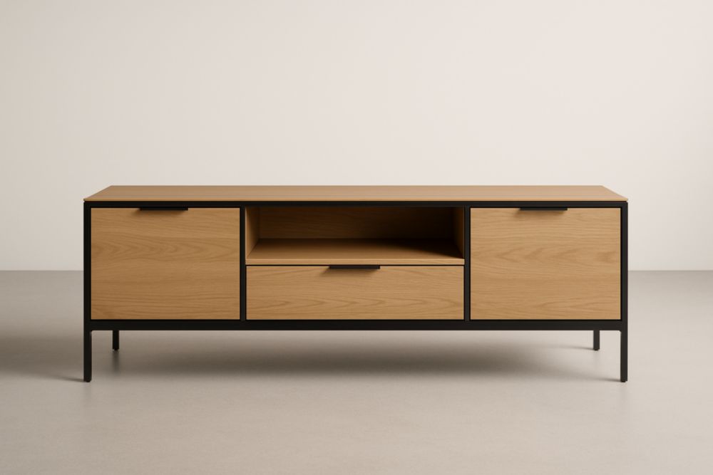 Meuble TV en MDF et Acier Noir