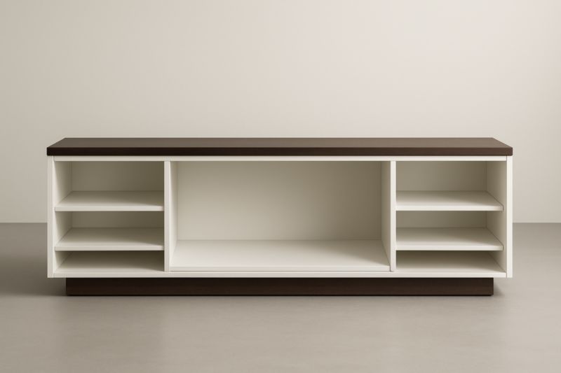 Meuble TV en bois avec étagères ouvertes Blanc et Marron