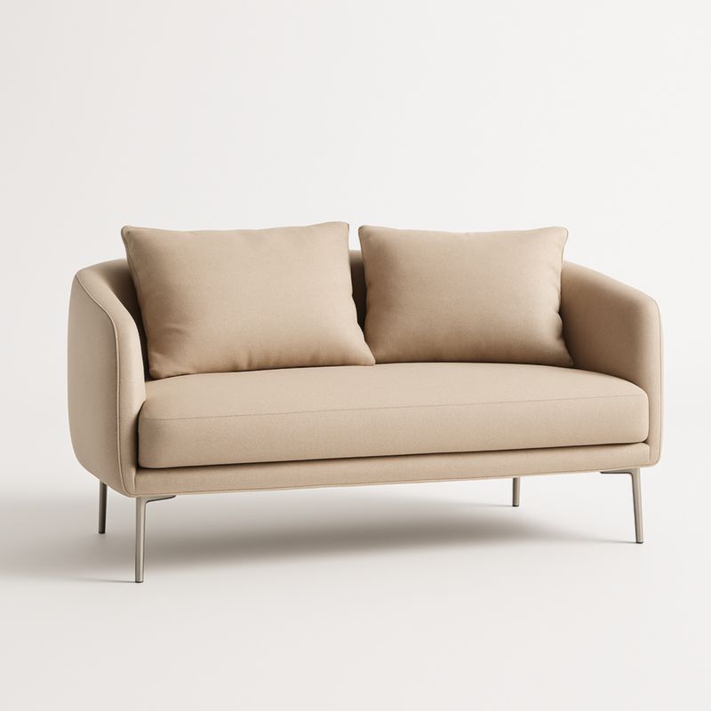 Canapé 2 Places en Polyester Beige et Métal