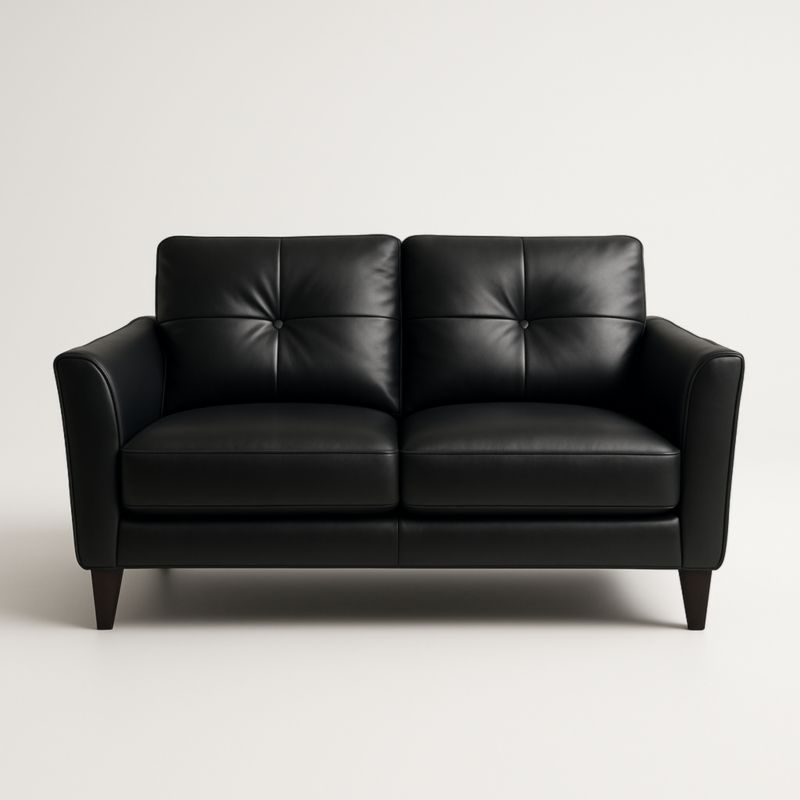 Canapé 2 Places en Cuir Noir
