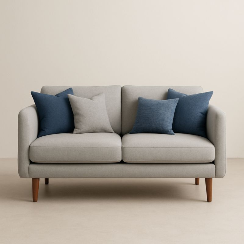 Canapé 2 Places en Tissu Gris avec Coussins