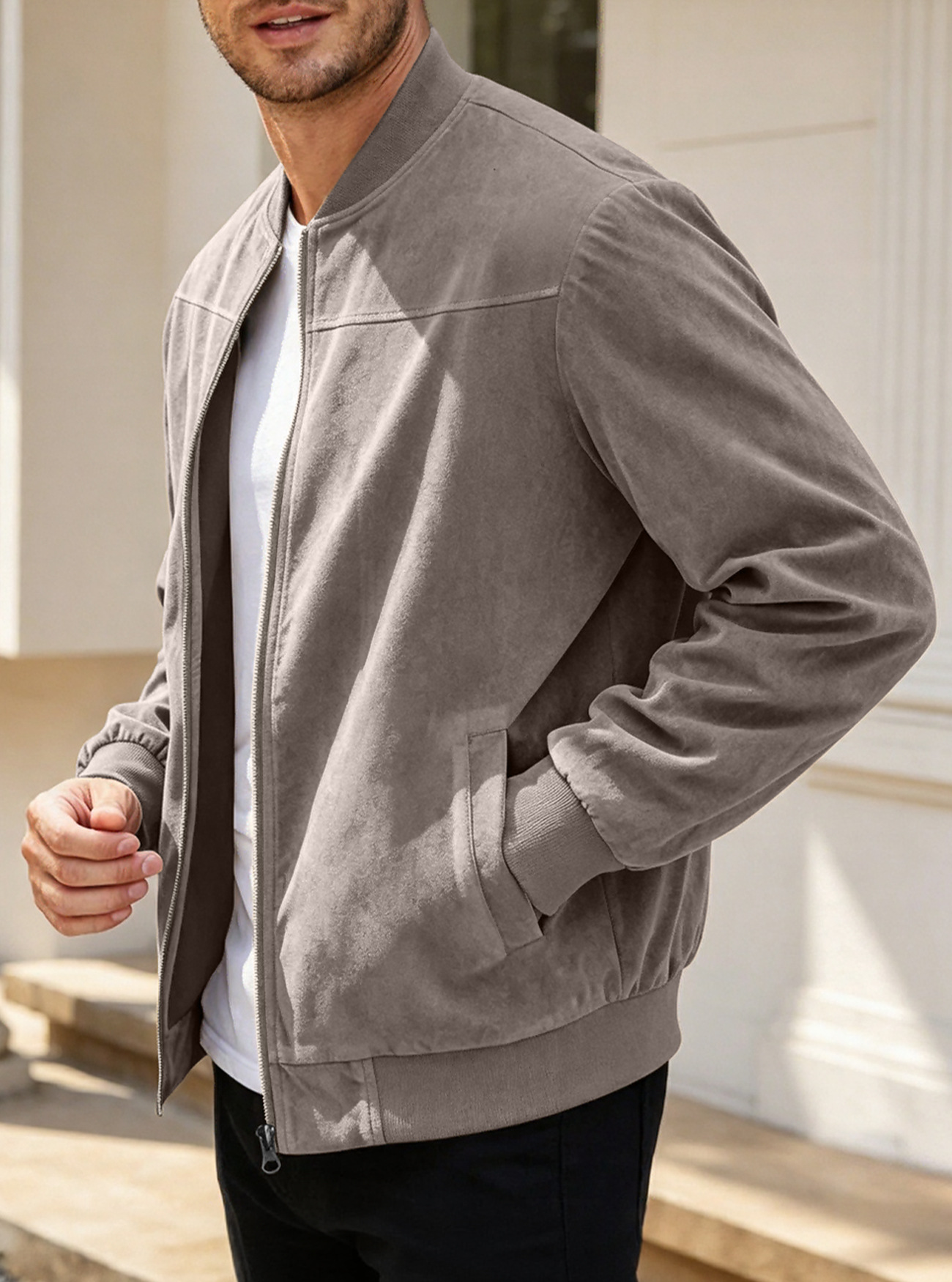 Men's Soft Sherpa-Lined Suede Jacket – Cozy Comfort for Fall