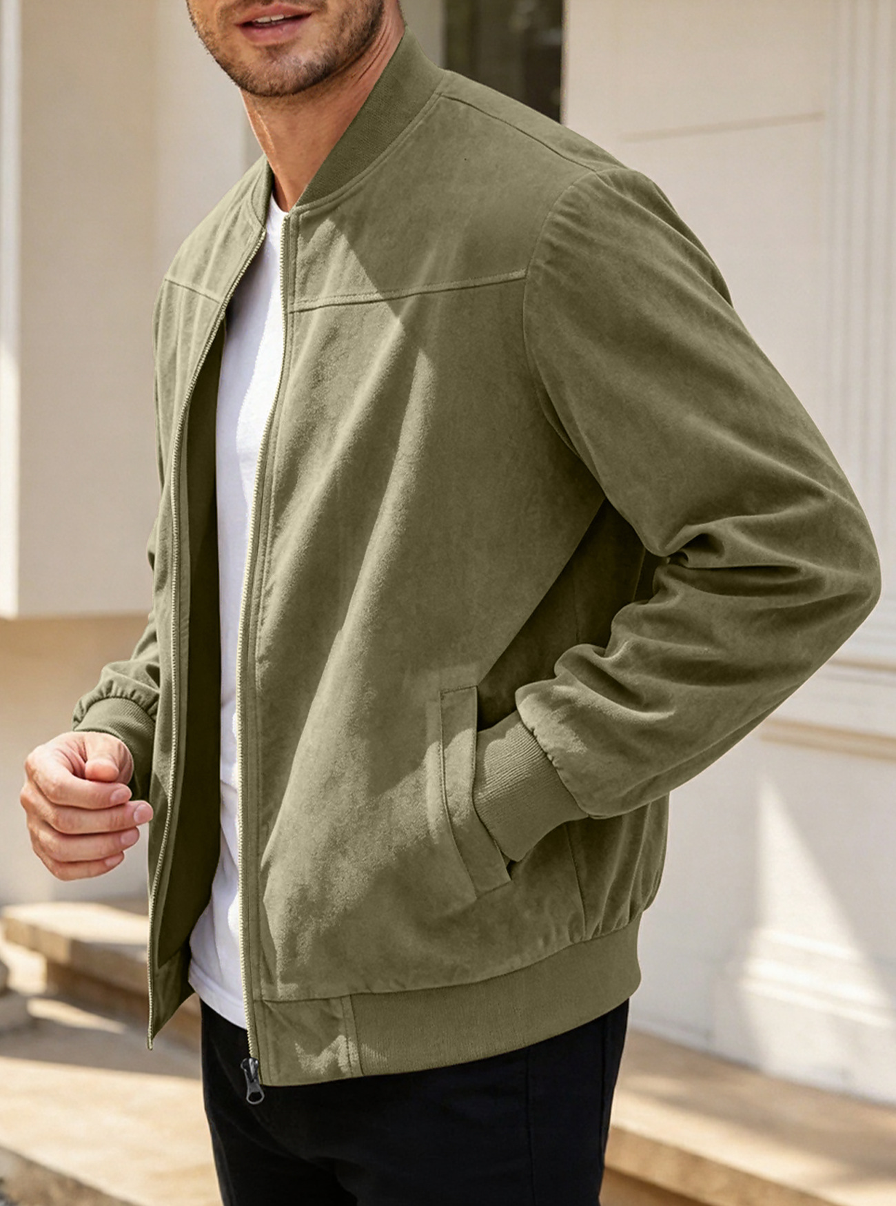 Men's Soft Sherpa-Lined Suede Jacket – Cozy Comfort for Fall