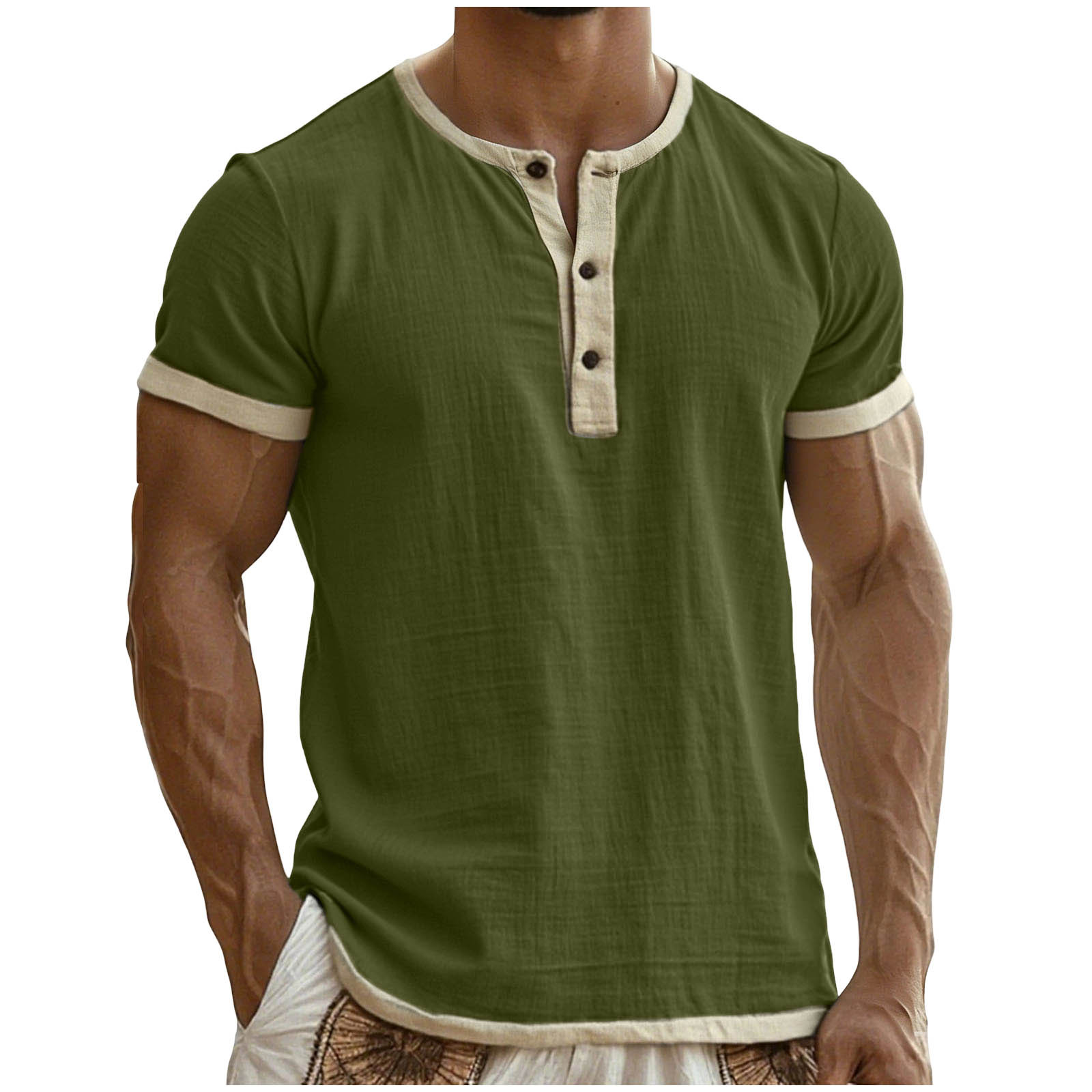 Klassische Retro Color-Block Henley T-Shirts, die von Tausenden Männern geliebt werden
