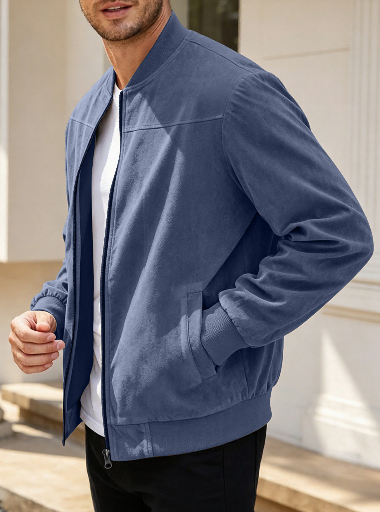 Men's Soft Sherpa-Lined Suede Jacket – Cozy Comfort for Fall