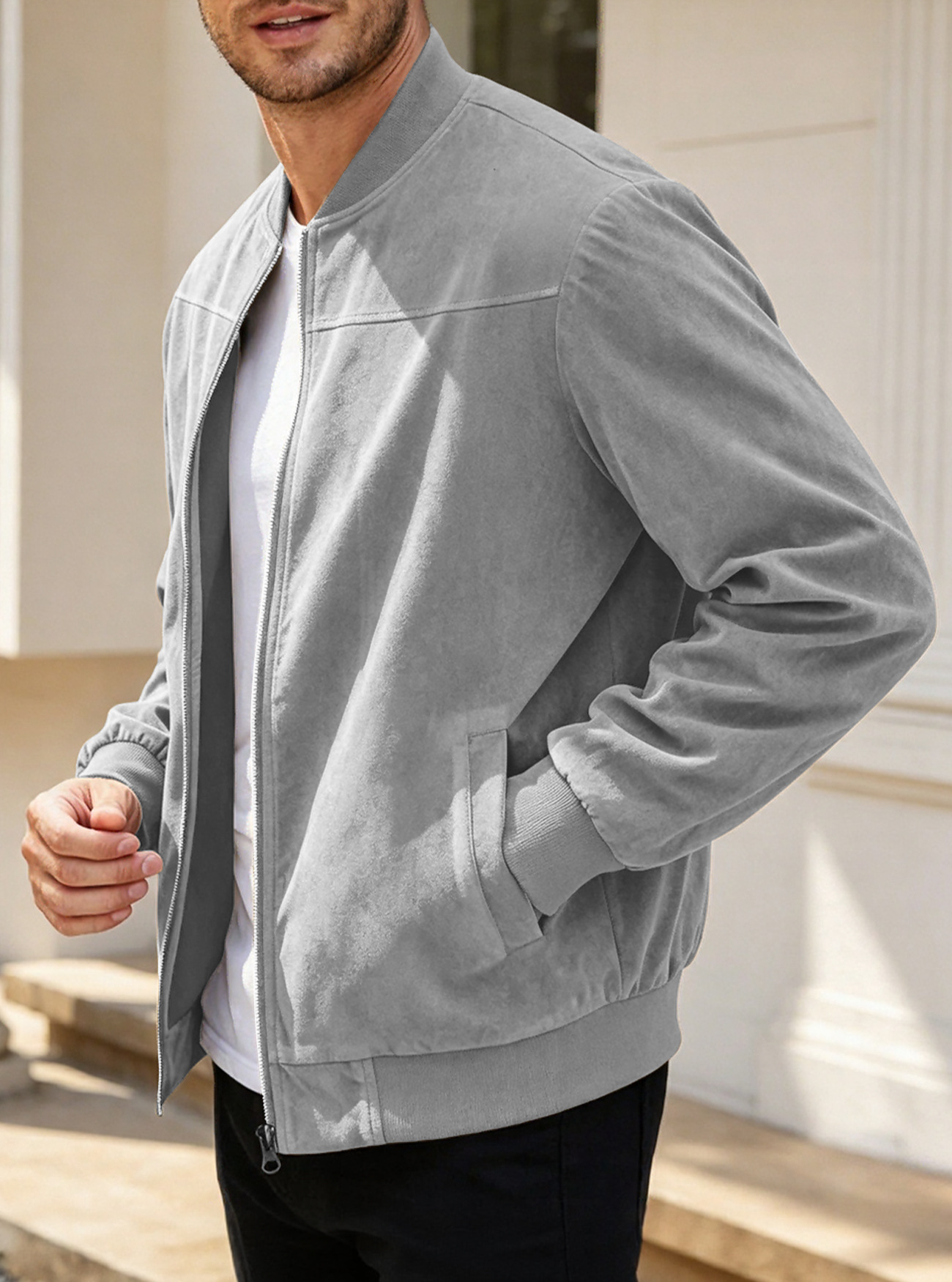 Men's Soft Sherpa-Lined Suede Jacket – Cozy Comfort for Fall