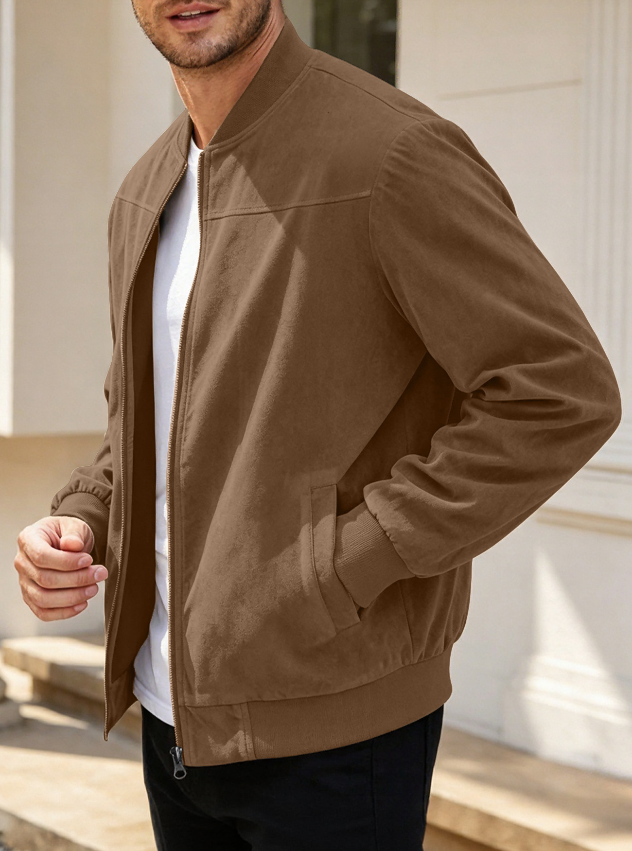 Men's Soft Sherpa-Lined Suede Jacket – Cozy Comfort for Fall