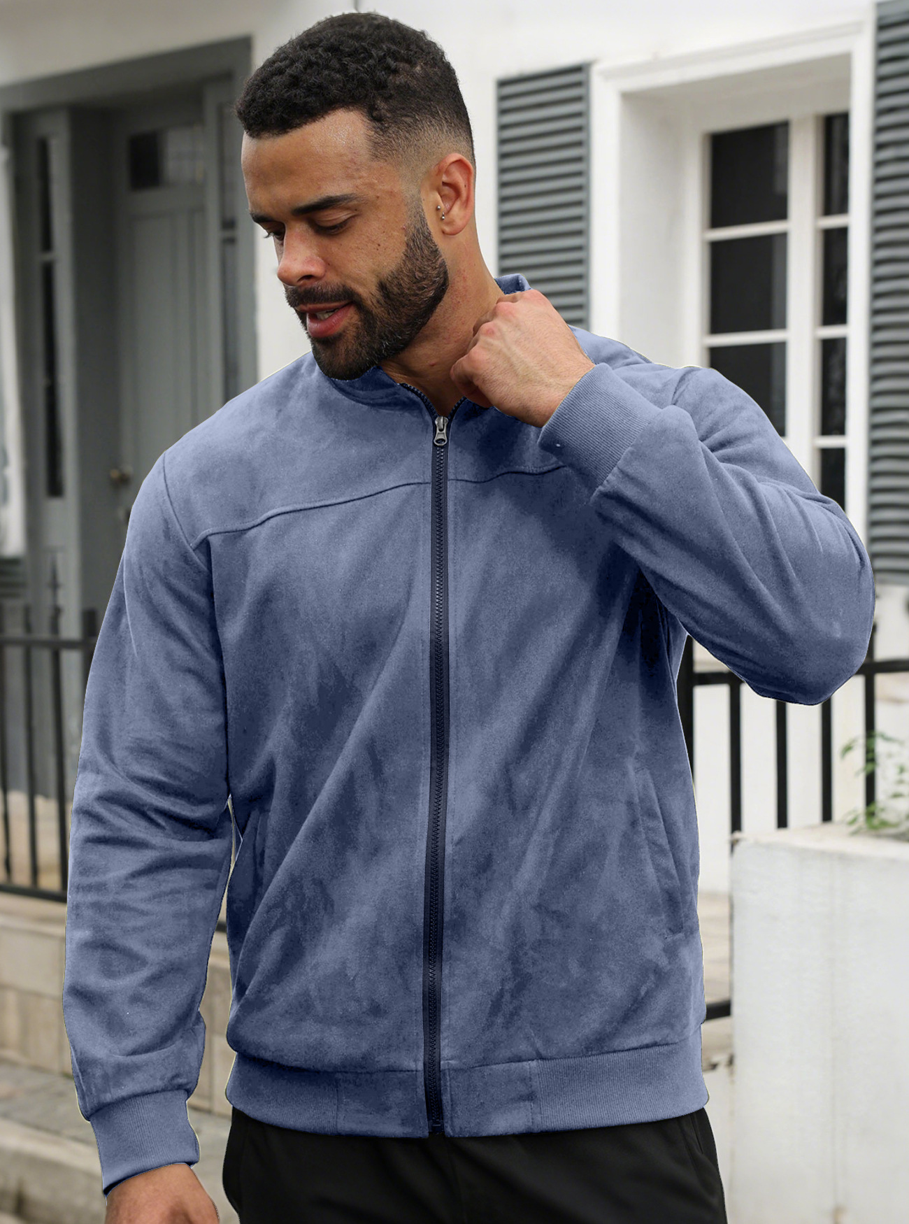 Men's Soft Sherpa-Lined Suede Jacket – Cozy Comfort for Fall