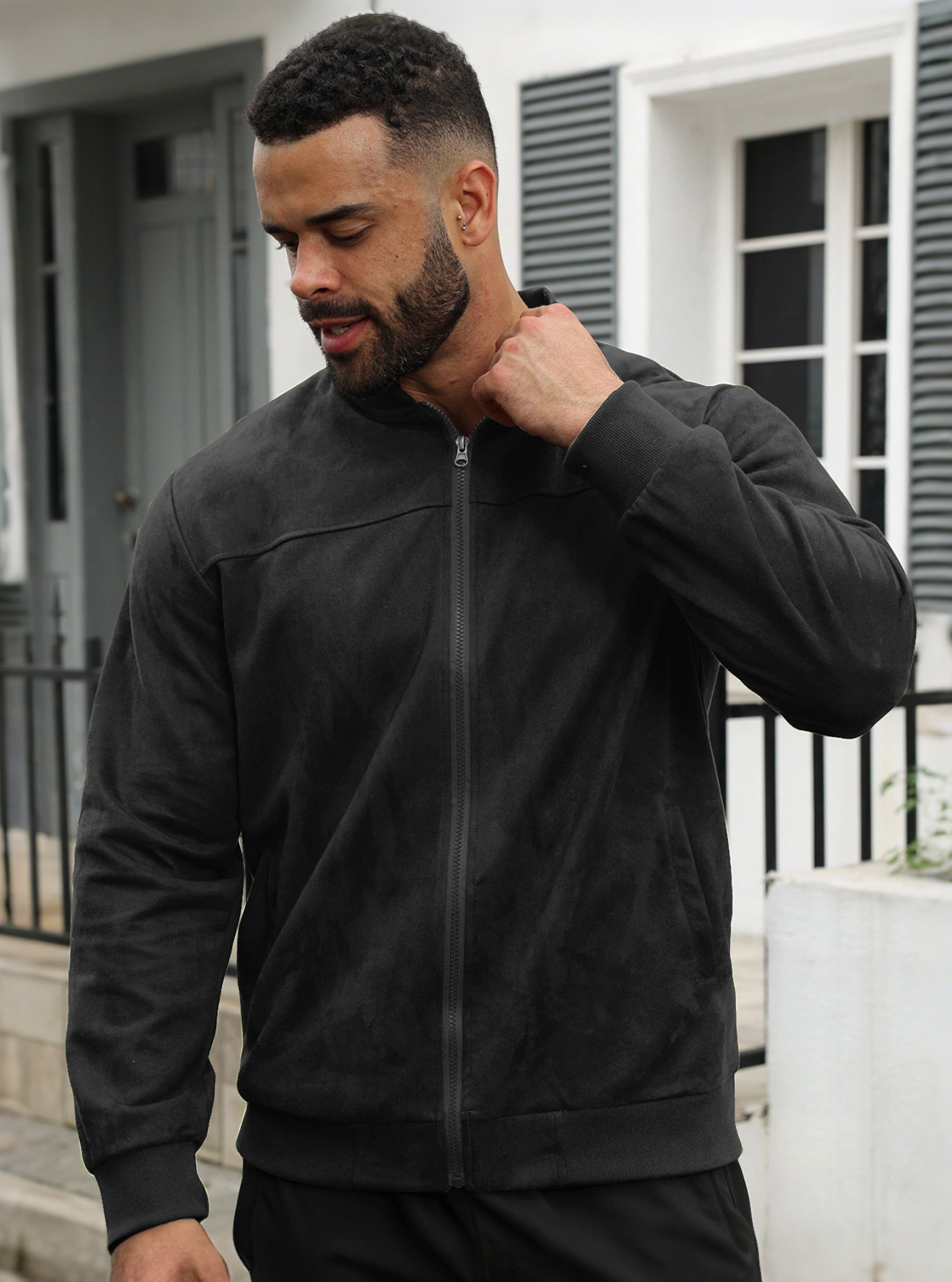 Men's Soft Sherpa-Lined Suede Jacket – Cozy Comfort for Fall
