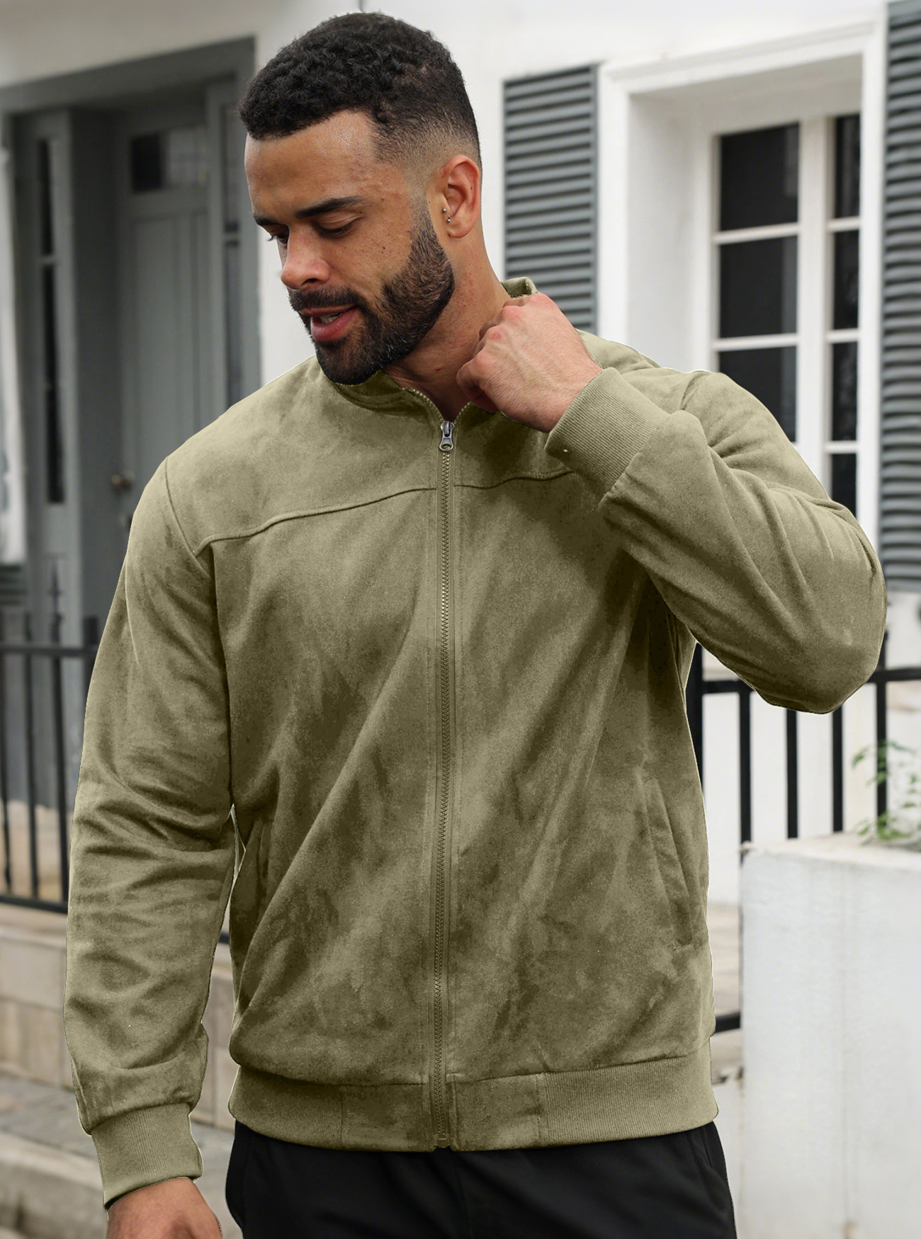Men's Soft Sherpa-Lined Suede Jacket – Cozy Comfort for Fall