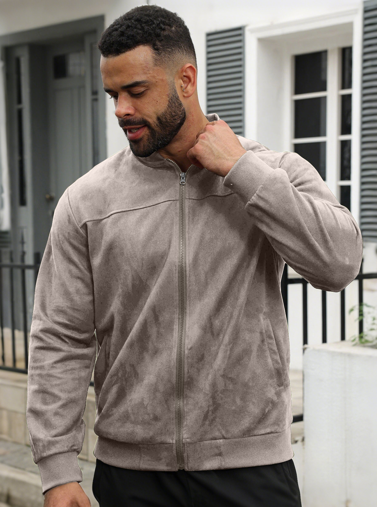 Men's Soft Sherpa-Lined Suede Jacket – Cozy Comfort for Fall