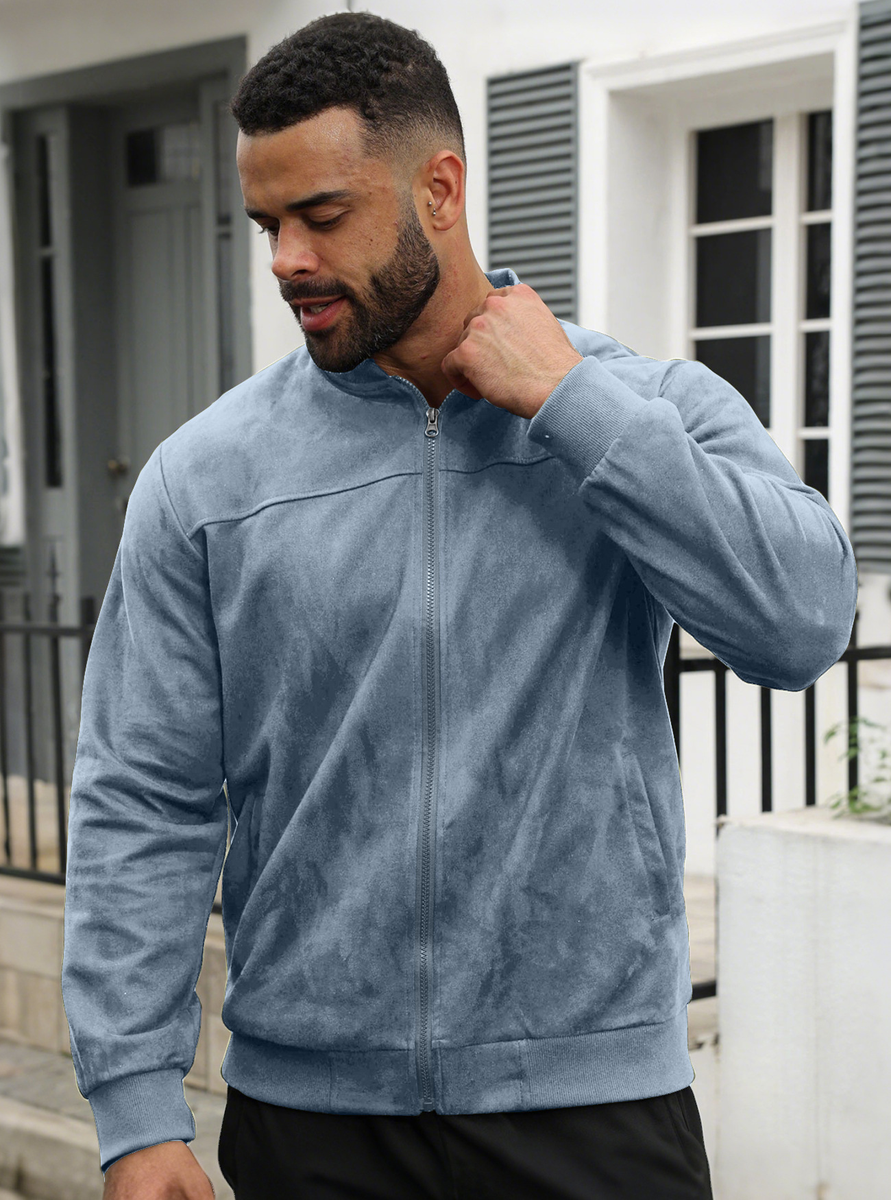 Men's Soft Sherpa-Lined Suede Jacket – Cozy Comfort for Fall