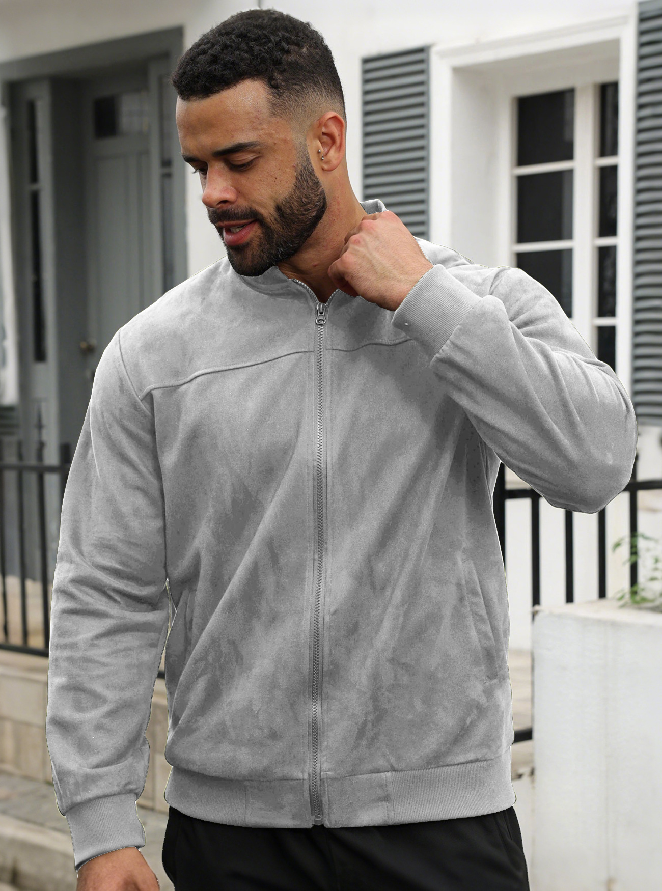 Men's Soft Sherpa-Lined Suede Jacket – Cozy Comfort for Fall