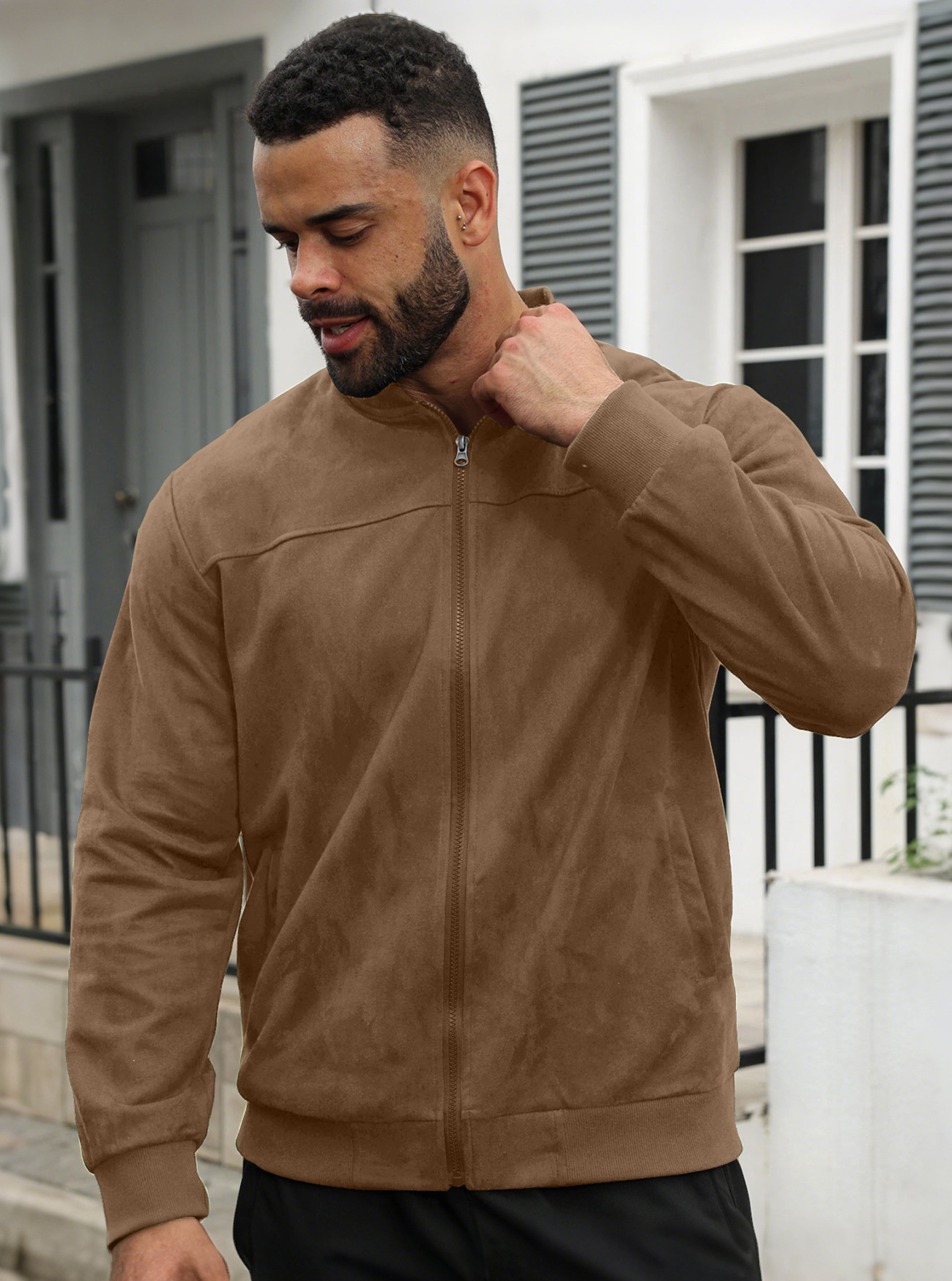 Men's Soft Sherpa-Lined Suede Jacket – Cozy Comfort for Fall
