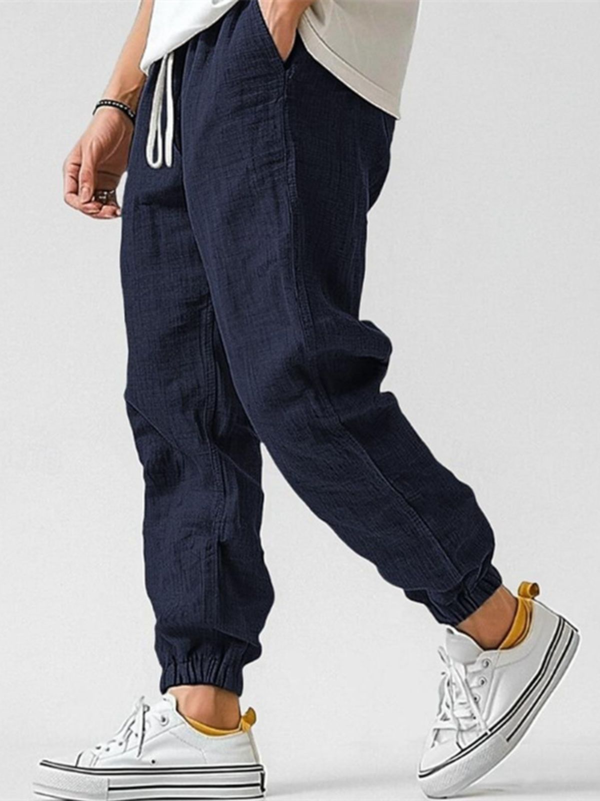 Atmungsaktive Freizeithose für Herren aus Baumwolle und Leinen